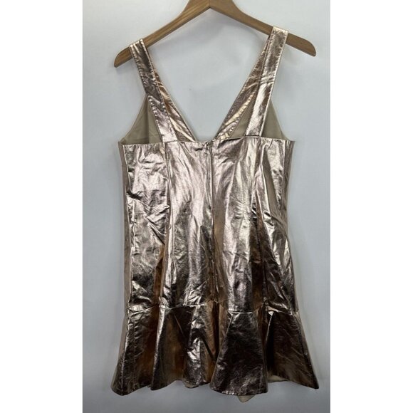 Anthropologie Mare Mare Metallic Rose Gold V-Neck Dress Size Medium NWT - Picture 6 of 11